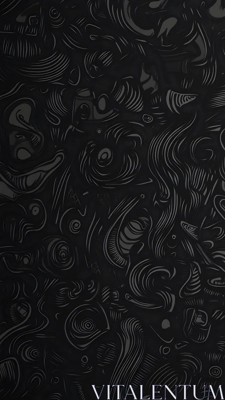 Gentle black abstract swirls with soothing hidden shapes.
