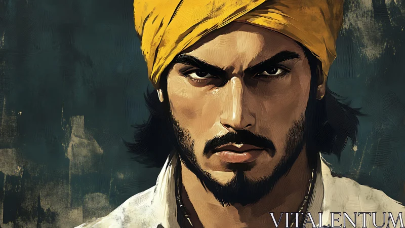 Intense male portrait in painterly semi-realistic digital style