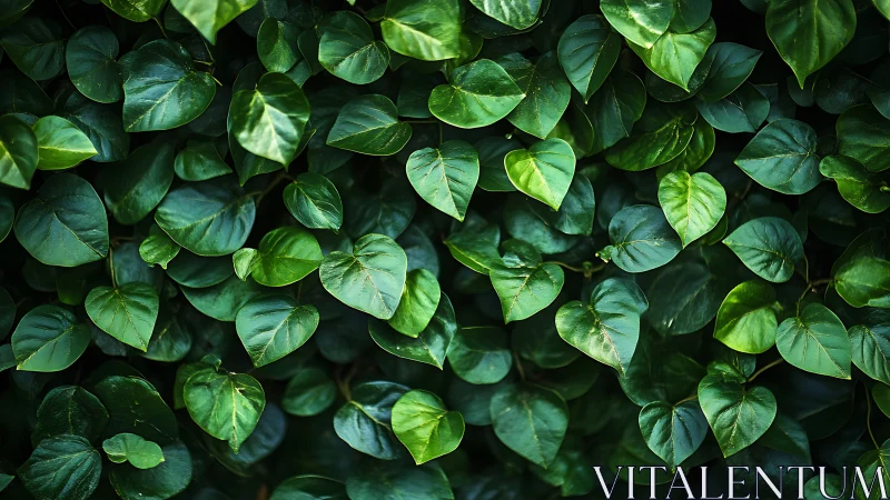 Dense heart-shaped foliage canopy in soft diffused daylight