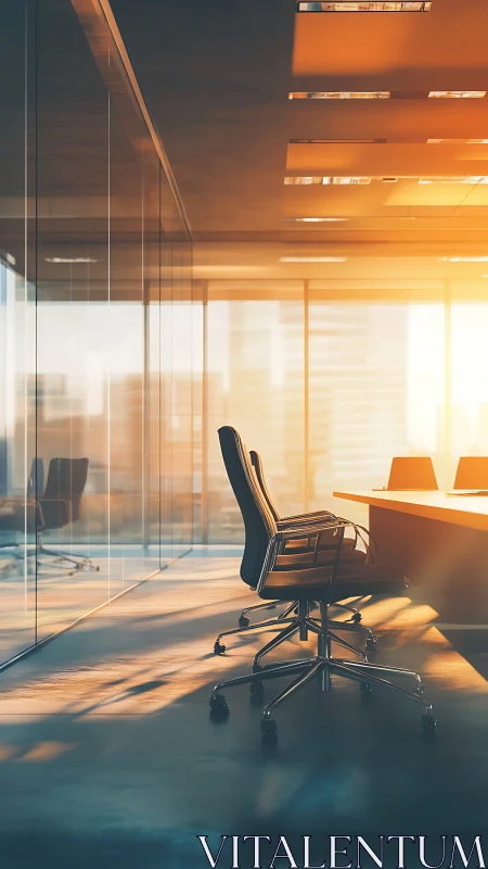 Modern Executive Office at Golden Hour.