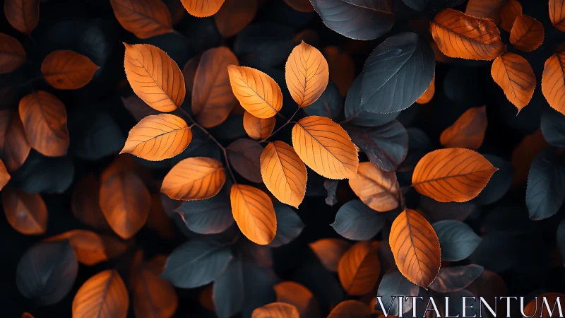 Digital painting of autumn foliage with complementary contrast.