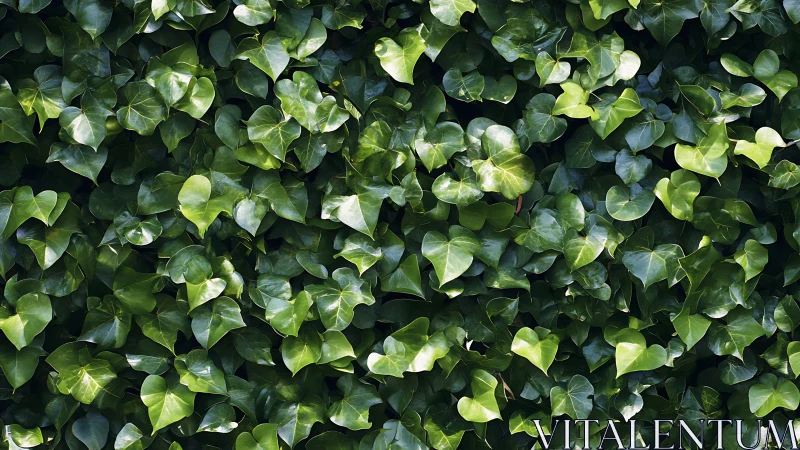 Ivy leaves form dense emerald wall under soft daylight.