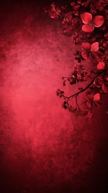 Crimson Floral Study: Dimensional Flowers Against Textured Red Background.