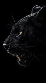 Black Cat Profile with Golden Eyes Glowing Menacingly.