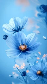 Cosmos Blooms: Azure Petals Dancing Skyward.