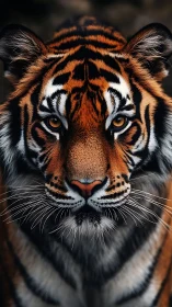 Calm tiger gaze glowing with quiet strength and warmth.