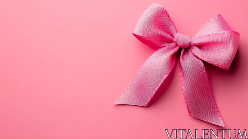 Gradient Pink Ribbon Bow Against Monochromatic Background.