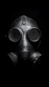 Vintage gas mask portrait in dramatic low key lighting.