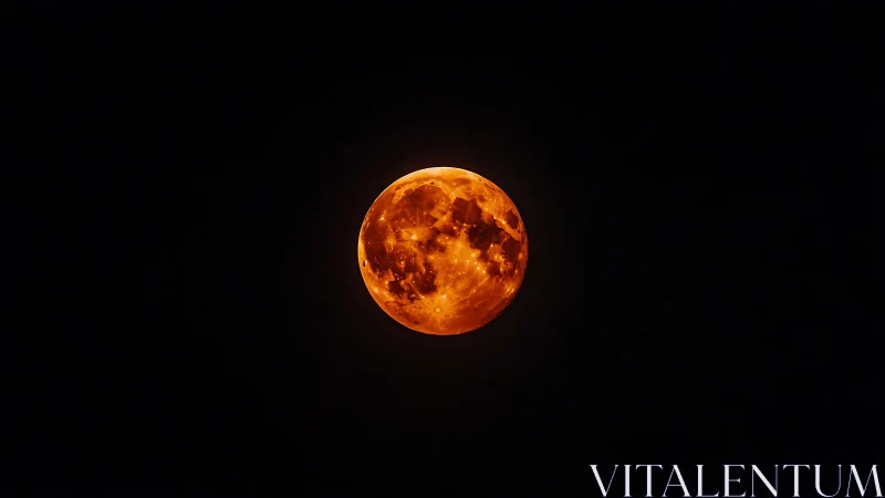 Lunar disc rendered as fiery orange sphere against void