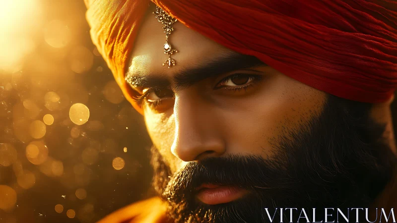 Golden portrait studies intense gaze under warm light.