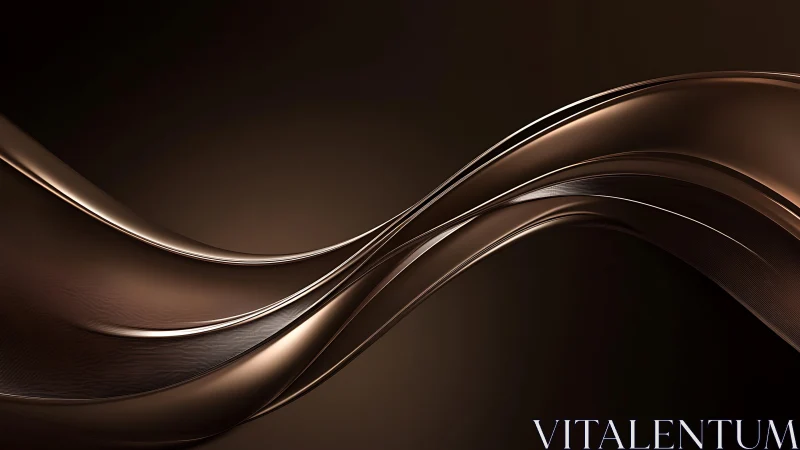 Curved metallic brown wave bands on dark gradient background.