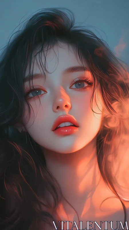 Cinematic close-up portrait with volumetric rim lighting and glow