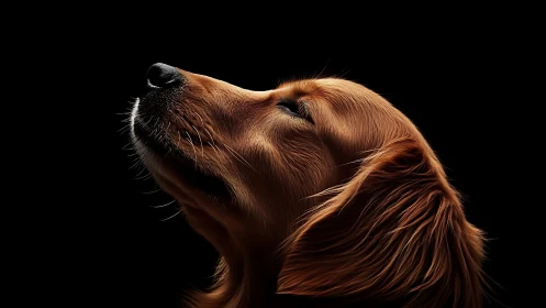 Side profile portrait of golden retriever in dramatic low key