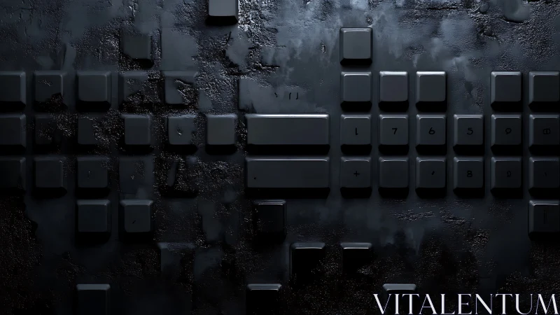 Monochrome mechanical keycaps on textured dark surface.