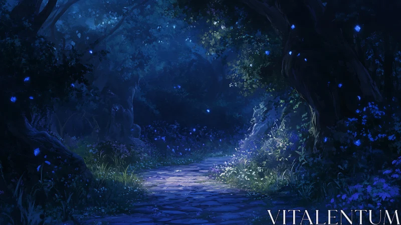 Bioluminescent Forest Cave Pathway.