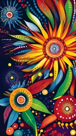 Solar carnival blooms in a midnight garden of color.