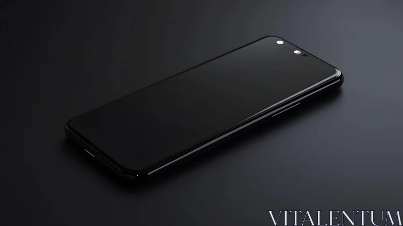 Sleek black smartphone on dark background, modern minimalist style.