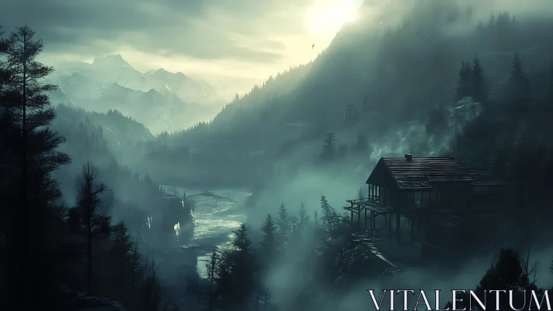 Misty Mountain Valley Cabin at Dawn