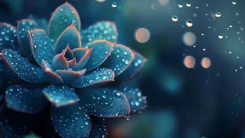 Aquatic Succulent Macro Composition with Iridescent Depth.