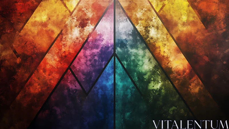 Vibrant Geometric Abstract Art with Diagonal Colorful Stripes.