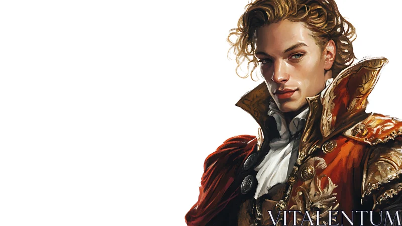 Baroque portrait digital painting with heroic waist-up framing.