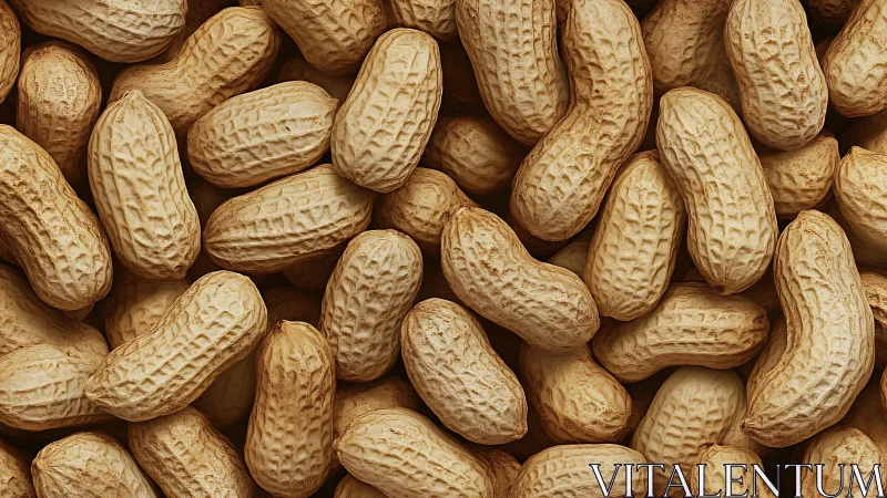 Close-up study of dry peanuts in textured shells stack.