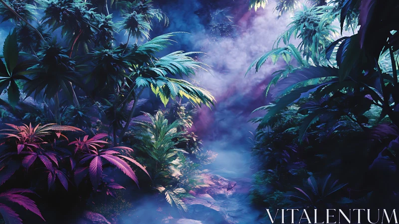 Bioluminescent Jungle Portal with Exotic Flora.