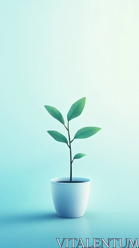 Potted seedling stands centered against soft gradient background