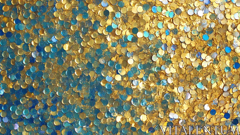 Shimmering Blue and Gold Glitter Confetti Abstract Background.