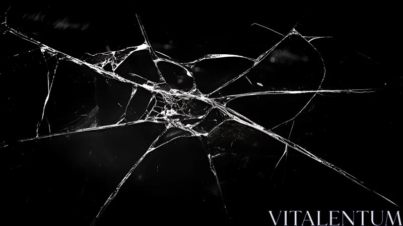 Shattered glass surface with radial fracture patterns visible.