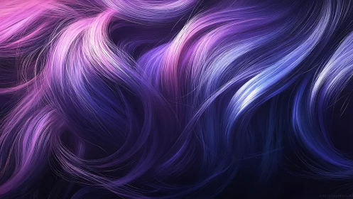 Neon gradient strands flow across dark abstract background