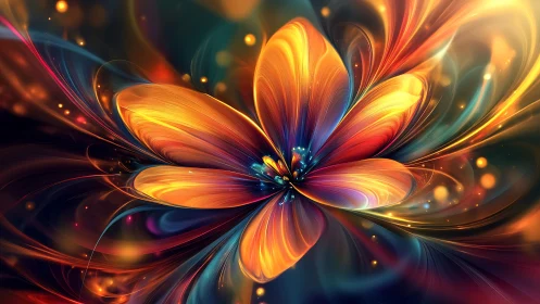 Radiant fractal flower rendered in luminous chromatic gradients