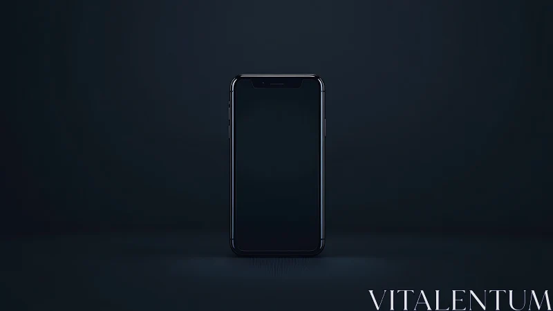 Dark-Rendered Smartphone With Notch Display in Minimalist Studio Setting