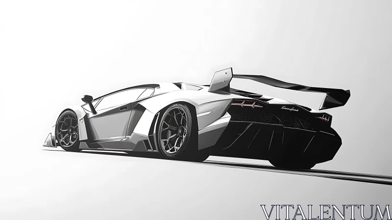 Low-angle vector supercar rendering with aerodynamic detailing.