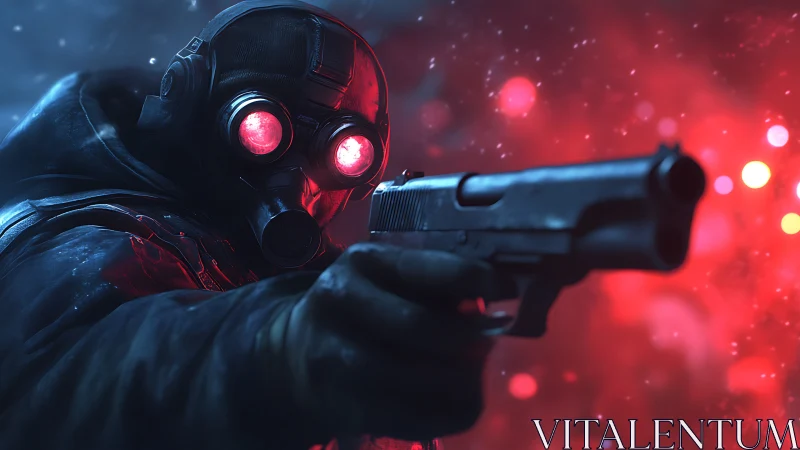 Midnight watcher with glowing goggles and steady resolve.