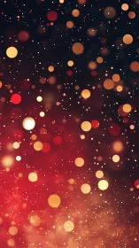 Golden bokeh lights drift over rich red blurred glow.