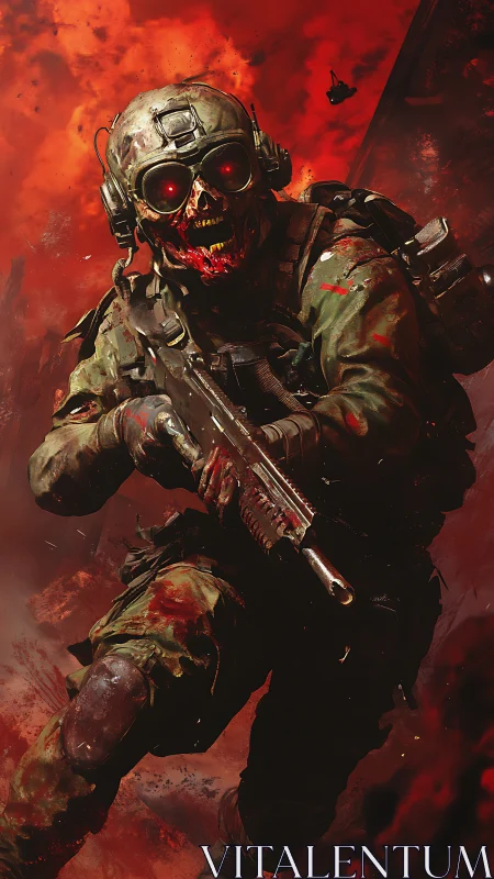 Digital painting of undead combat trooper in infernal assault.