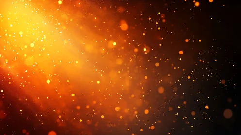 Golden bokeh particles drifting through warm abstract light.