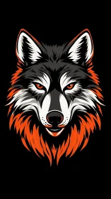 Stylized wolf head with orange accents on black background.