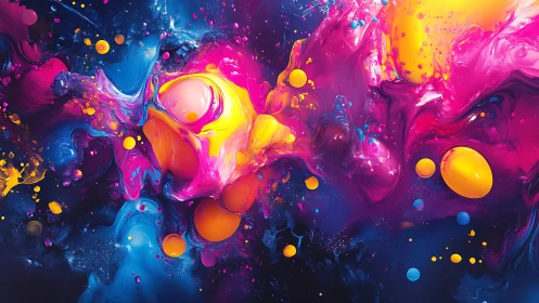 Chromatic fluid turbulence with suspended pigment spheres.