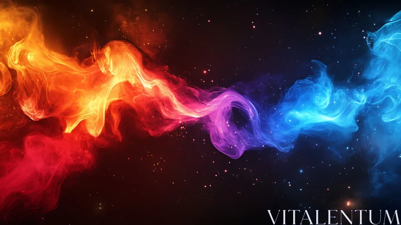 Chromatic Energy Flux: Opposing Fire-Blue Electromagnetic Plasma Field.