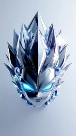 Chromed spiky humanoid head with angular crystal hair.