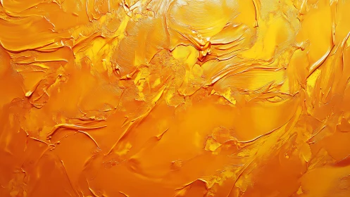 Vibrant orange impasto texture captures molten brush motion