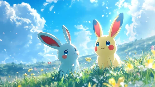 Sunny meadow buddies sharing a bright, carefree afternoon.