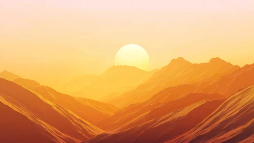 Molten sunrise pouring liquid gold over dreamlike ridges.