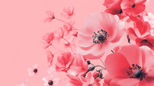 Pink Anemones Against Soft Background.