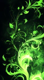 Neon green swirling foliage forms abstract vertical pattern
