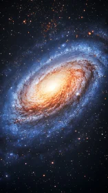 Spiral galaxy core rendered with dense star fields and color grading