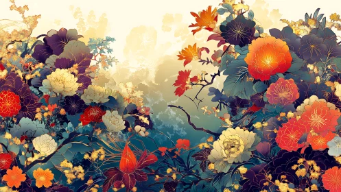 Luminous Bloom Symphony: Golden Afternoon Garden Dance