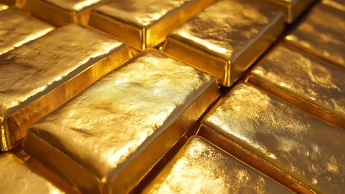 Gold bars stack reflect warm directional studio lighting.